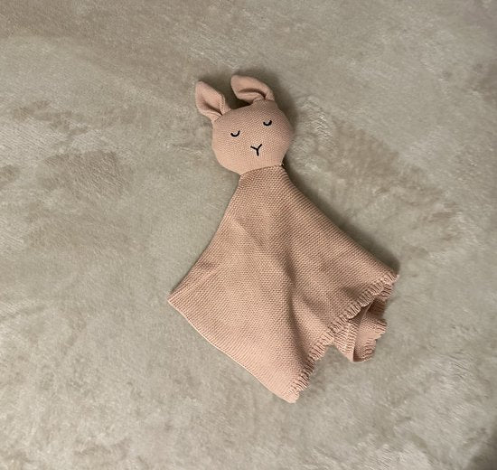 Knuffel doekje konijn -biologisch gebreid - Oud roze