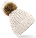Beechfield Dames Muts Met Pompon - One size - beige