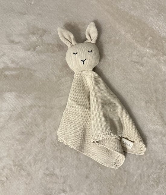 Knuffel doekje konijn -biologisch gebreid - light cream