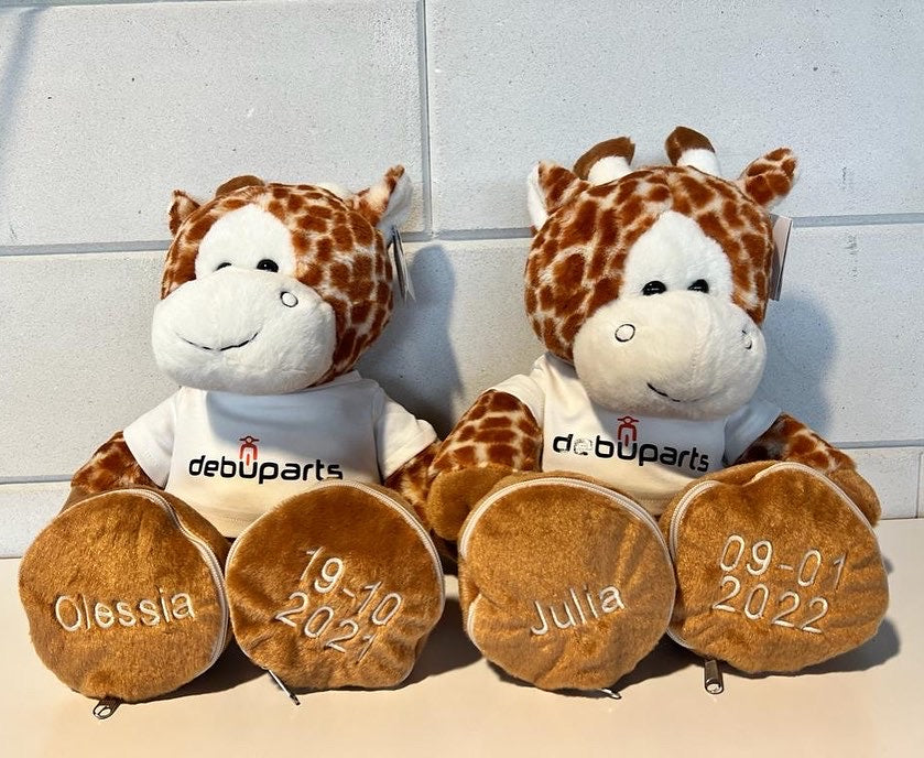 Geboorteknuffel met naam - giraf
