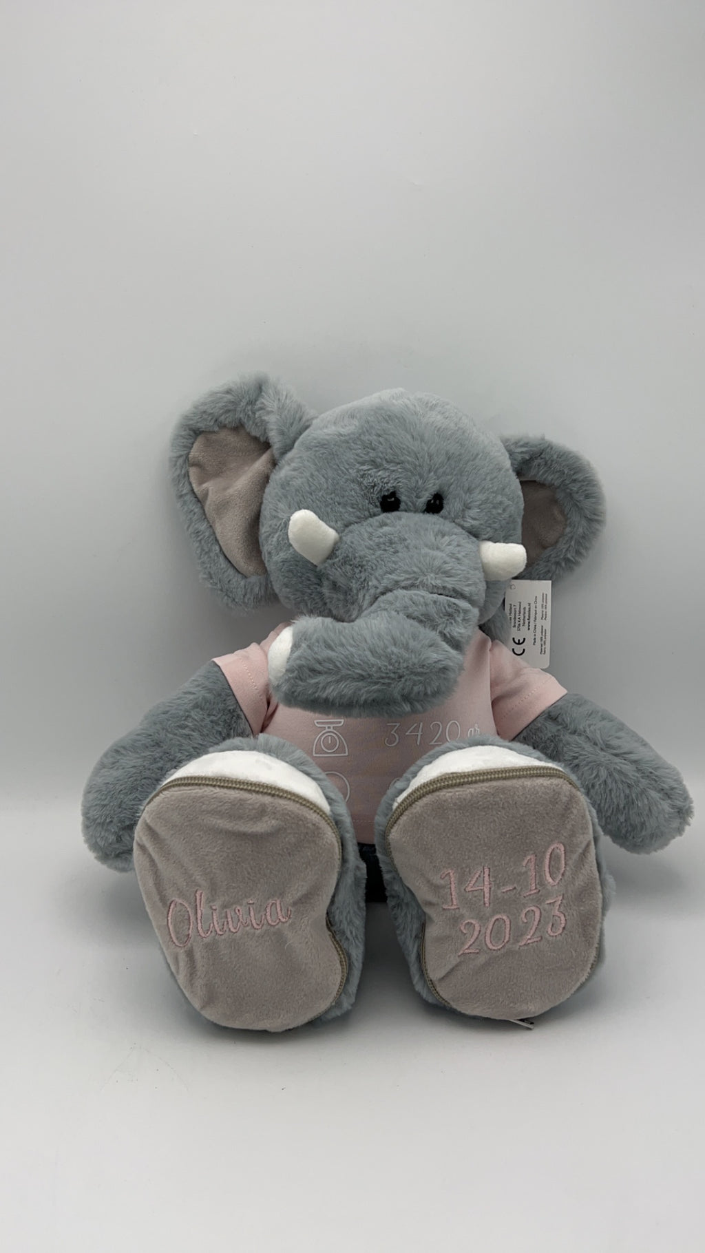 Geboorteknuffel met naam - Olifant