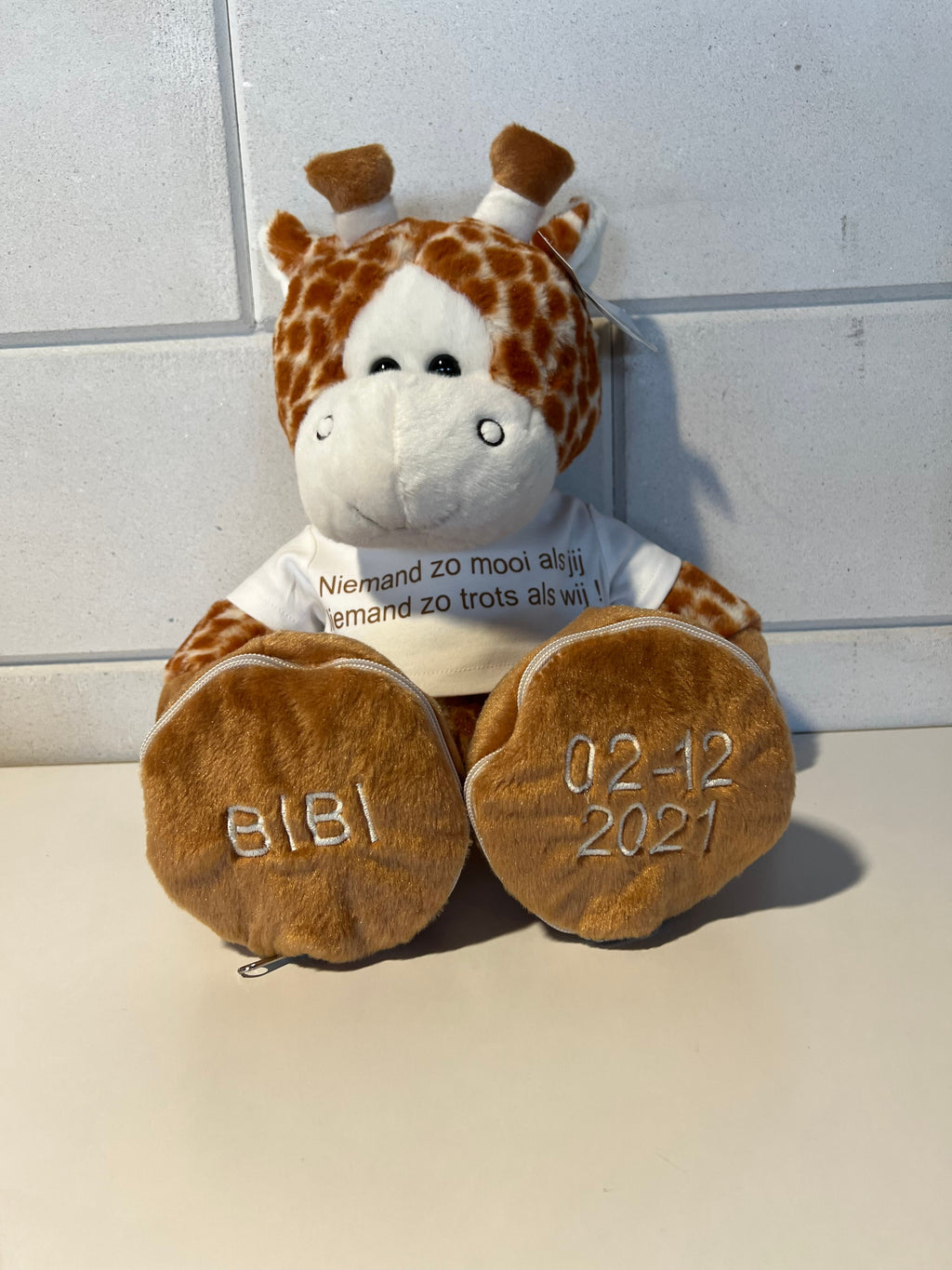 Geboorteknuffel met naam - giraf